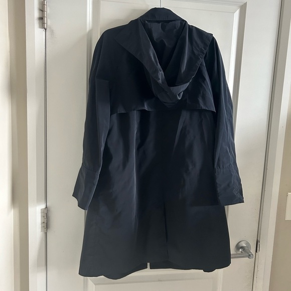 Jane Post Black Long Hooded Rain Coat Size L - Picture 5 of 7